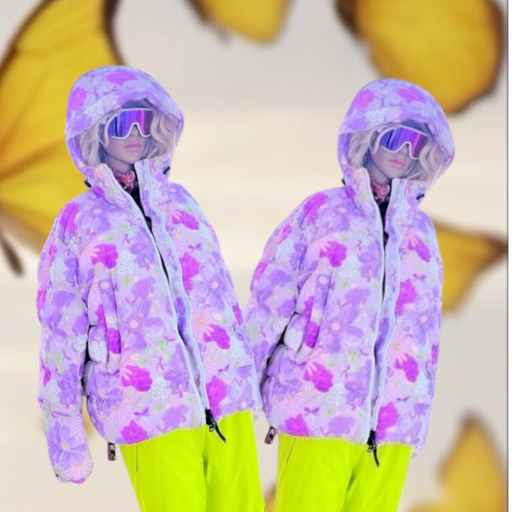Bogner X LoveShackFancy Purple Floral Women's Ski Jacket Think Spring!